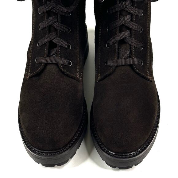 La Canadienne Brittany Dark Brown Suede Waterproof Lug Boot Womens 6M New $550 - Picture 3 of 14